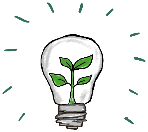 Illustration of a light bulb with a plant growing inside